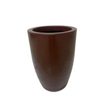 Vaso Para Plantas Coluna Liso Marrom Stone Polietileno Premium 53cm X 33cm X 22cm Mato Verde