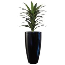 Vaso para plantas em fibra de vidro 70x40 preto alto brilho - Dias Vasos