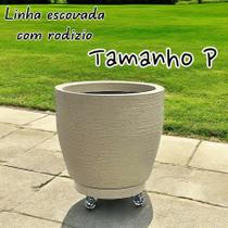 vaso para plantas em polietileno escovado com suporte rodizio em gel 20 litros
