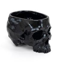 Vaso para plantas gótico com caveira de resina preta 16,5 x 11,5 x 11,5 cm Vaso para plantas gótico com caveira de resina preta 16,5 x 11,5 x 11,5 cm