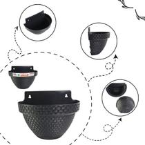 Vaso Parede Rattan Preto Meia Lua C/ 3 Litros Jardinagem Vaso Parede Rattan Preto Meia Lua C/ 3 Litros Jardinagem