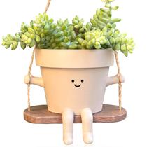 Vaso pendurado bonito de resina facial Planter Vovkokc Swing de 14 cm
