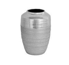 Vaso Pequeno Ceramica Todo Prata Design Texturizado Luxo