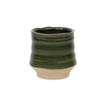 Vaso pequeno de cerâmica verde curvo da Planter Cheung Perlacea