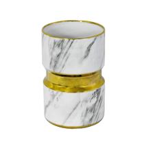 Vaso Pequeno Porcelana Textura Marmore Branco Filetado Luxo Vaso Pequeno Porcelana Textura Marmore Branco Filetado Luxo