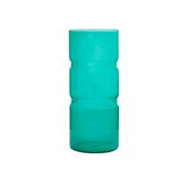 Vaso Pete em Vidro Verde Agua/Branco 6,5 x 15cm