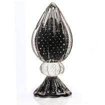 Vaso Pinha Com Base Em Cristal Murano Preto São Marcos 27cm Vaso Pinha Com Base Em Cristal Murano Preto São Marcos 27cm