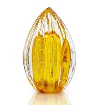 Vaso Pinha Em Cristal Murano Âmbar - São Marcos 16Cm