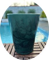 Vaso Planta Com Prato Redondo Alto Liso Brilhoso Alt 40cm Vaso Planta Com Prato Redondo Alto Liso Brilhoso Alt 40cm