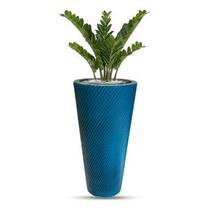 Vaso Planta Decorativo Polietileno Grande Luxo Flores 55x28,5 Azul