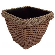 Vaso Planta Fibra Sintética Quadrado 30 X 35 X 20 Café