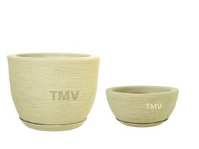 Vaso Planta Flor P+bacia P Decorativo Polietileno-Bege Vaso Planta Flor P+bacia P Decorativo Polietileno-Bege
