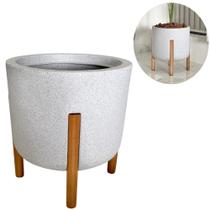 Vaso Plantas Flores Com Suporte Pé Madeira Luxo Decoração -