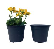 Vaso plástico linha tropical nº 02 Diametro de boca 17 cm x Altura 12 cm preto - 6 unidades