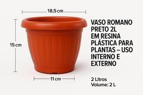 Vaso Plástico Romano 15cm para Jardim, Plantas e Ambientes Residenciais