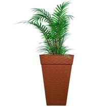 Vaso Polietileno Cachepot Rattan Quadrado Grande Marrom 28L Decoração - Baitashop