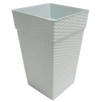 Vaso Polietileno Cachepot Rattan Quadrado Pequeno Branco 10L Decoração - Baitashop