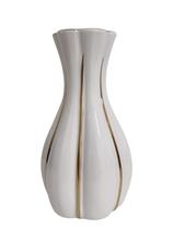 Vaso Porcelana 9,5x9,5x19cm Branco com Dourado