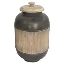 Vaso Pote Madeira C/Metal Marrom 32x20cm BTC Vaso Pote Madeira C/Metal Marrom 32x20cm BTC
