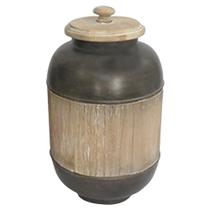 Vaso Pote Madeira C/Metal Marrom 32X20Cm Btc