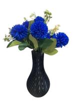 Vaso Preto com Arranjo de Flor Azul 36cm de Altura Vaso Preto com Arranjo de Flor Azul 36cm de Altura