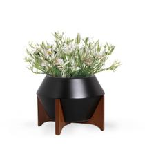 Vaso Preto com Suporte de Madeira 2A Cerâmica 202.264 - 2A Cerâmica e Móveis