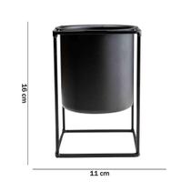 Vaso Preto Com Suporte Em Metal 16x11cm