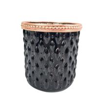 Vaso Preto E Cobre Zamac Bristol 9X8X8Cm Cachepot Vidro
