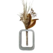 Vaso Prisma em Granilite Cor Cinza com Arranjo ConcretAM