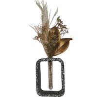 Vaso Prisma em Granilite Cor Garibaldi com arranjo ConcretAM