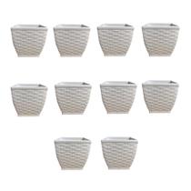 Vaso quadrado branco para plantas plástico flores kit 10 und Vaso quadrado branco para plantas plástico flores kit 10 und