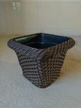 Vaso quadrado cachepô cesta em fibra sintética cor argila 26 cm x 23 cm - NA - Decoração Rústica