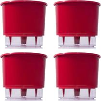 Vaso Raiz Auto Irrigável Grande N4 Vermelho Temperos Kit 4Pc