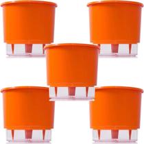 Vaso Raiz Auto Irrigável Médio N3 Laranja Temperos Kit 5 Pcs