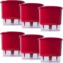 Vaso Raiz Autoirrigavel Grande 21X18 Vermelho Flores Kit 6Pc