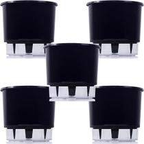 Vaso Raiz Autoirrigavel Médio 16X14 N3 Preto Flores Kit 5 Pc