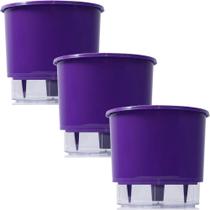 Vaso Raiz Autoirrigavel Médio N3 Roxo Flores Kit 3 Unidades