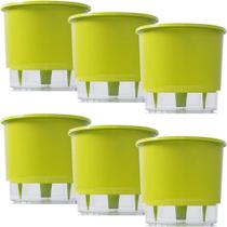 Vaso Raiz Autoirrigavel Médio N3 Verde Claro Flores Kit 6 Pc