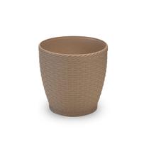 Vaso Rattan Cachepo Redondo M3 Kit Com 10 Mini Suculenta Violeta