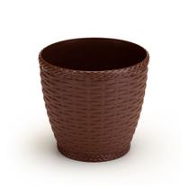 Vaso Rattan Cachepo Redondo M3 Kit Com 10 Mini Suculenta Violeta