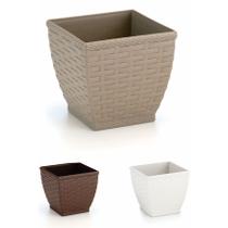 Vaso Rattan Quadrado M2 - Cachepos Violeta Suculenta - Atelie Center