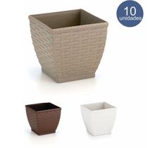 Vaso Rattan Quadrado M3 Kit Com 10 Cachepos Mini Suculenta Violeta Vaso Rattan Quadrado M3 Kit Com 10 Cachepos Mini Suculenta Violeta