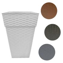 Vaso Rattan Quadrado Plástico Decorativo Cores