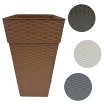 Vaso Rattan Quadrado Plástico Decorativo Cores
