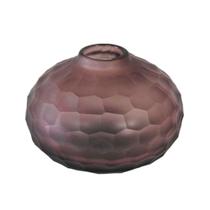 Vaso Redondo Baixo Cristal Lilás Lapidados Design Martelado