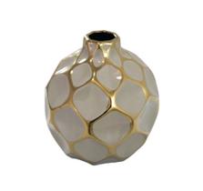 Vaso Redondo Ceramica Nobre Marrom e Dourado Contemp. Luxo