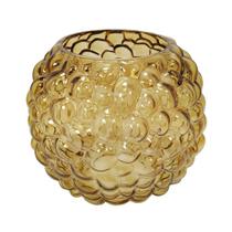 Vaso Redondo Cristal Âmbar Menor Bolhas em Relevo Vaso Redondo Cristal Âmbar Menor Bolhas em Relevo