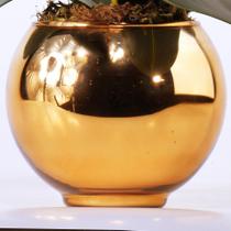 Vaso Redondo de Vidro Dourado Espelhado Vaso Redondo de Vidro Dourado Espelhado