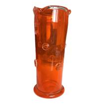 Vaso Redondo de Vidro Resistente com Detalhes em Relevo, Cor Orange Tamanho 25x10cm Ribeiro e Pavani