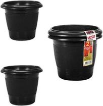 Vaso Redondo Jardim Plantas Preto Kit com 2 700ml 10,5x12,5cm de Diametro de Plastico Vaso Redondo Jardim Plantas Preto Kit com 2 700ml 10,5x12,5cm de Diametro de Plastico
